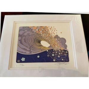 Troy Carney Sakura Wave Art Print OS Blue Excellent Limited Edition Signed